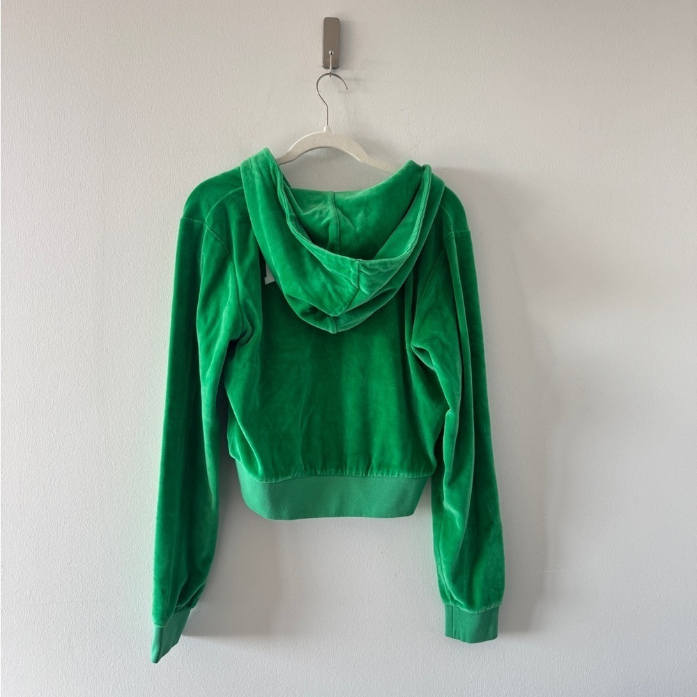 SPORTY & RICH Health Ivy Velour Zipped Hoodie in Green XL - Picture 7 of 8